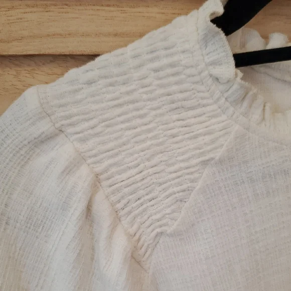 Current Air Cream Smocked Peasant Blouse Cottage Core Anthropologie Sz XS - Picture 5 of 14